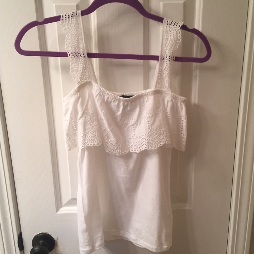 Sleeveless Top W/ Eyelet Trim